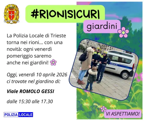 #RioniSicuri si rafforza: la Polizia Locale arriva anche nei giardini